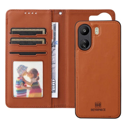 BETOPNICE 005 For Xiaomi Redmi 13C 4G / Poco C65 4G Leather Case 2-in-1 Magnetic Detachable Phone Cover