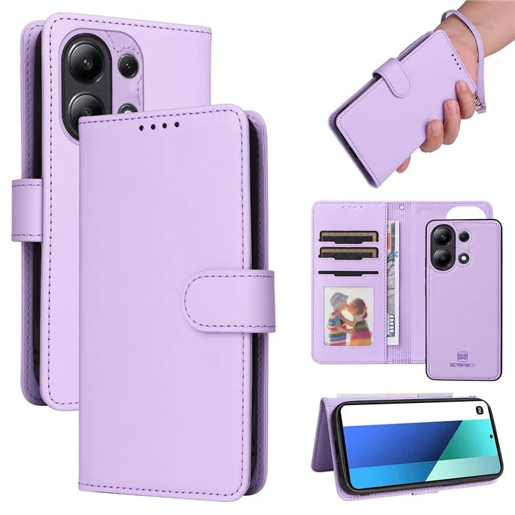 BETOPNICE 005 For Xiaomi Redmi Note 13 4G Case PU Leather Detachable Wallet Phone Cover RFID Blocking