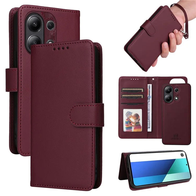 BETOPNICE 005 For Xiaomi Redmi Note 13 4G Case PU Leather Detachable Wallet Phone Cover RFID Blocking
