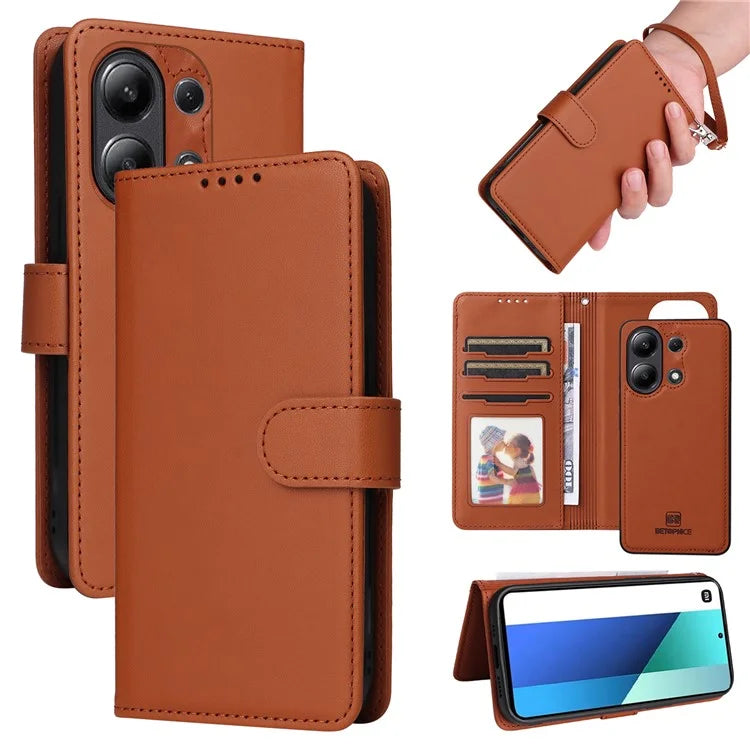 BETOPNICE 005 For Xiaomi Redmi Note 13 4G Case PU Leather Detachable Wallet Phone Cover RFID Blocking