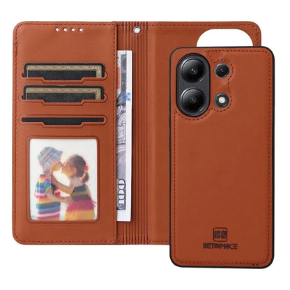 BETOPNICE 005 For Xiaomi Redmi Note 13 4G Case PU Leather Detachable Wallet Phone Cover RFID Blocking