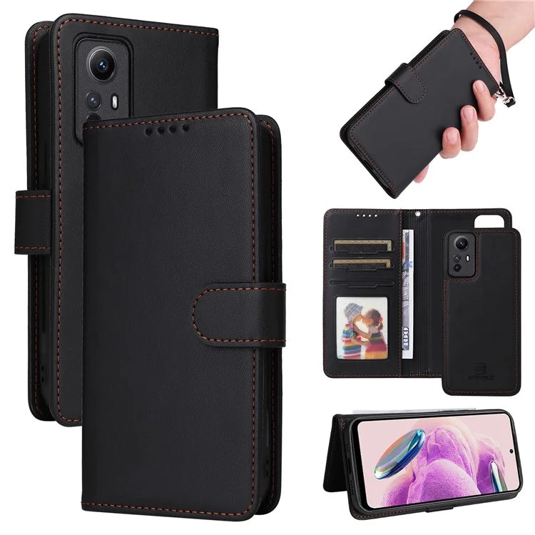 BETOPNICE 005 For Xiaomi Redmi Note 12S 4G Case with Wrist Strap PU Leather Removable Flip Protective Cover