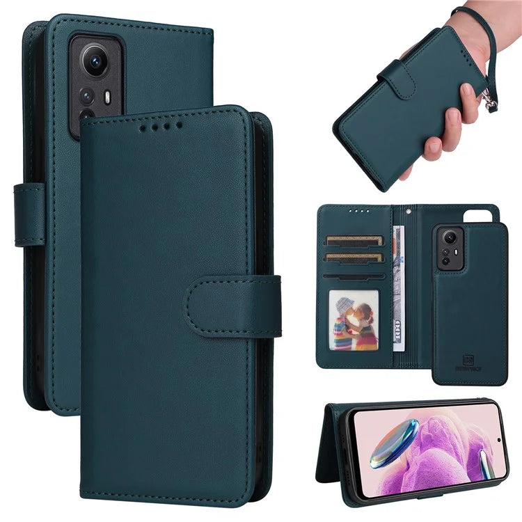 BETOPNICE 005 For Xiaomi Redmi Note 12S 4G Case with Wrist Strap PU Leather Removable Flip Protective Cover