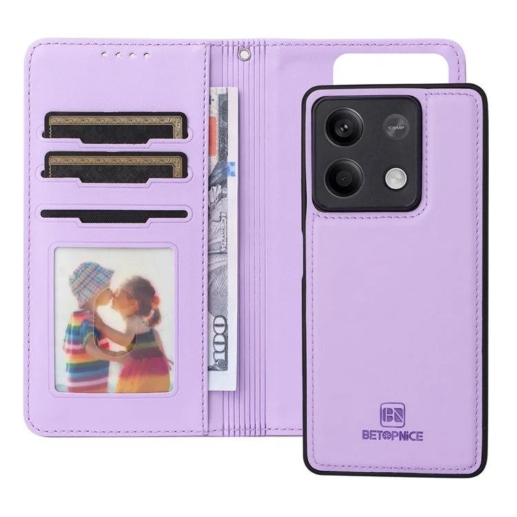 BETOPNICE 005 For Xiaomi Redmi Note 13 5G Case Wallet PU Leather Stand Phone Cover Detachable 2 in 1