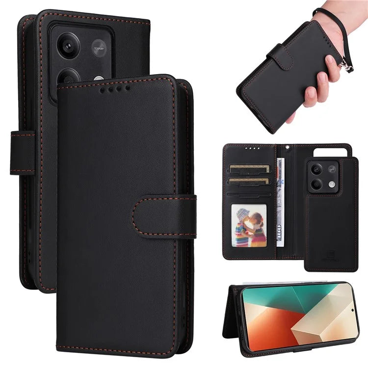 BETOPNICE 005 For Xiaomi Redmi Note 13 5G Case Wallet PU Leather Stand Phone Cover Detachable 2 in 1