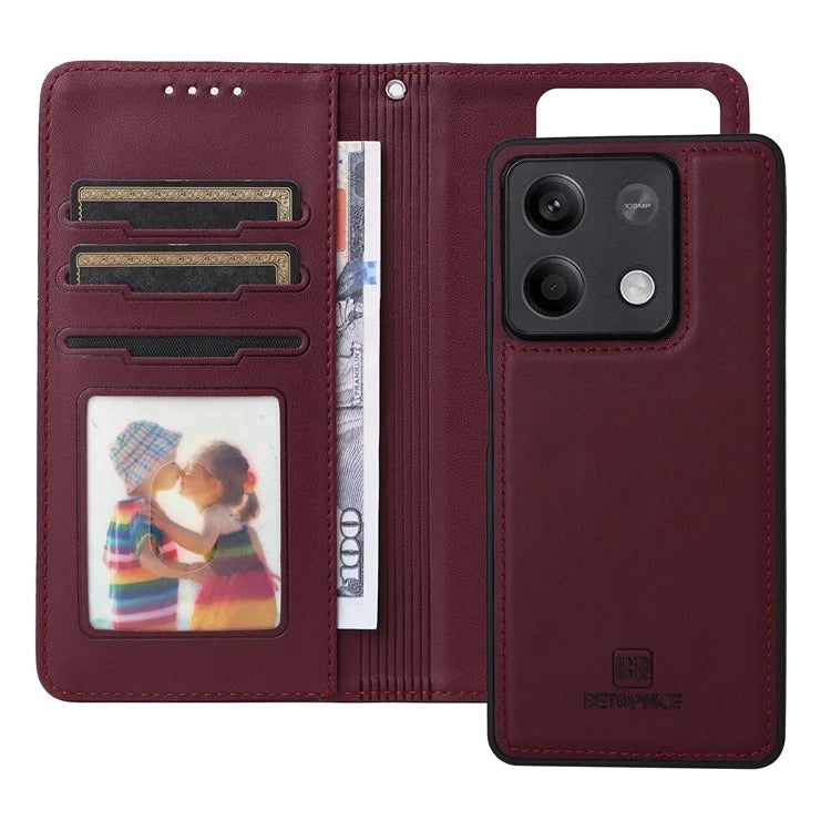 BETOPNICE 005 For Xiaomi Redmi Note 13 5G Case Wallet PU Leather Stand Phone Cover Detachable 2 in 1