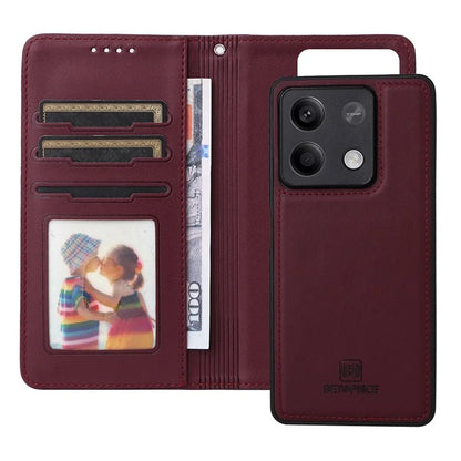 BETOPNICE 005 For Xiaomi Redmi Note 13 5G Case Wallet PU Leather Stand Phone Cover Detachable 2 in 1
