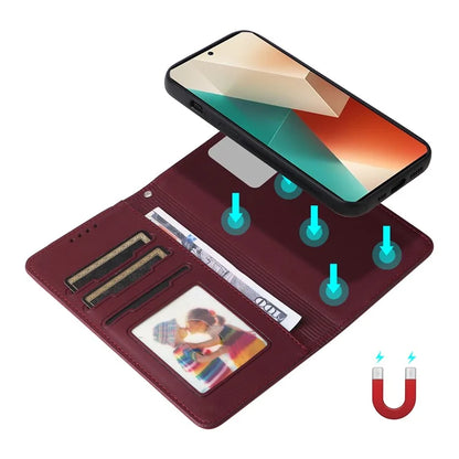 BETOPNICE 005 For Xiaomi Redmi Note 13 5G Case Wallet PU Leather Stand Phone Cover Detachable 2 in 1