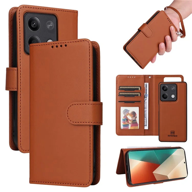 BETOPNICE 005 For Xiaomi Redmi Note 13 5G Case Wallet PU Leather Stand Phone Cover Detachable 2 in 1