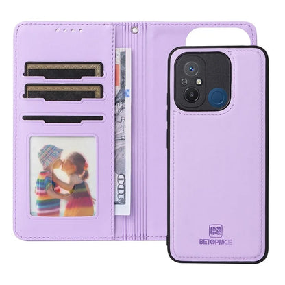 BETOPNICE 005 For Xiaomi Redmi 12C 4G / Redmi 11A 4G /  Poco C55 4G Case 2-in-1 Magnetic Detachable Wallet Design Cover