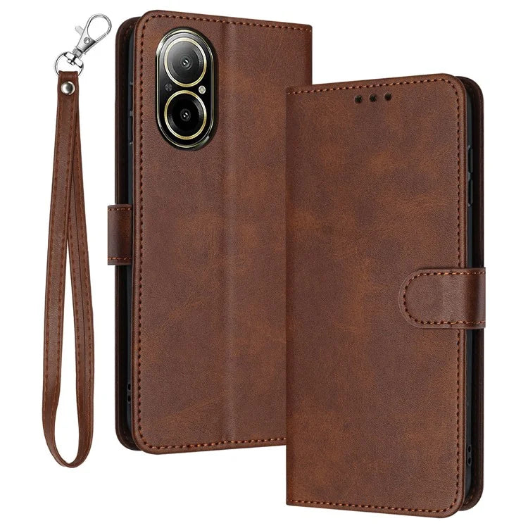 Leather Wallet for Realme C67 4G Case Mobile Phone Calf Texture Cover