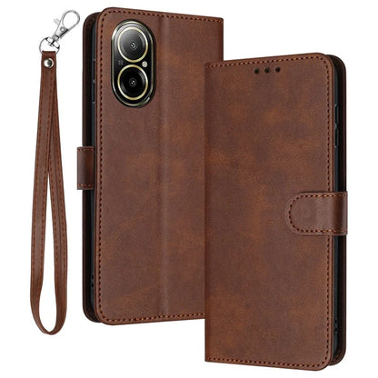Leather Wallet for Realme C67 4G Case Mobile Phone Calf Texture Cover