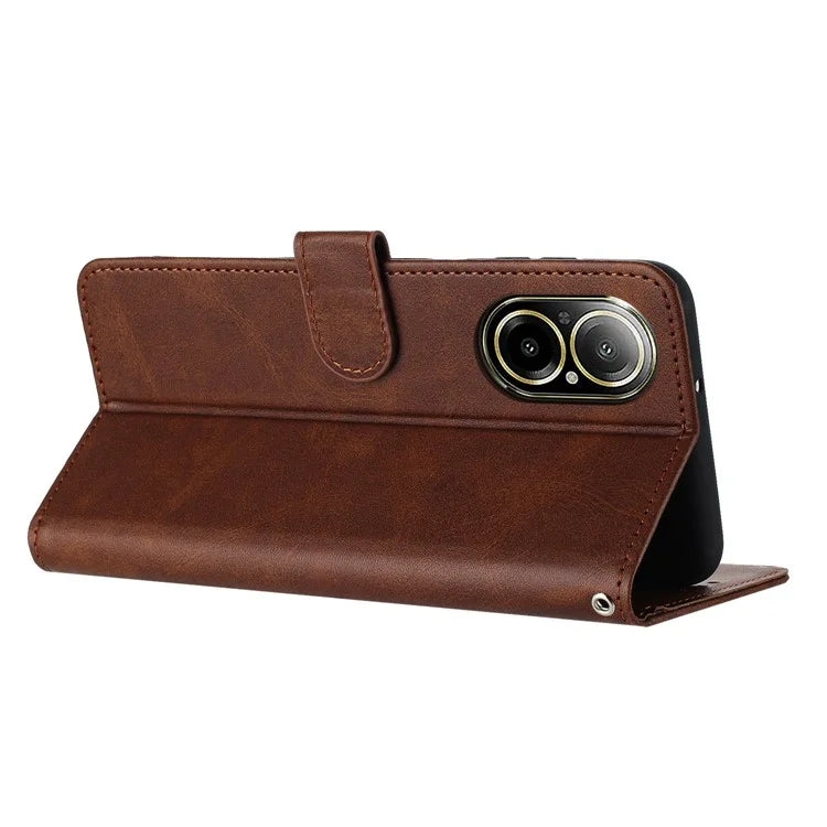 Leather Wallet for Realme C67 4G Case Mobile Phone Calf Texture Cover