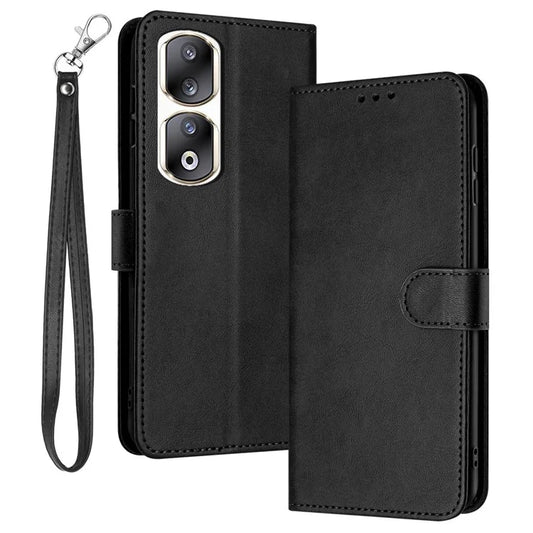 For Honor 90 Pro Anti-Scratch Leather Phone Case Wallet Cell Phone Stand Calf Texture Cover