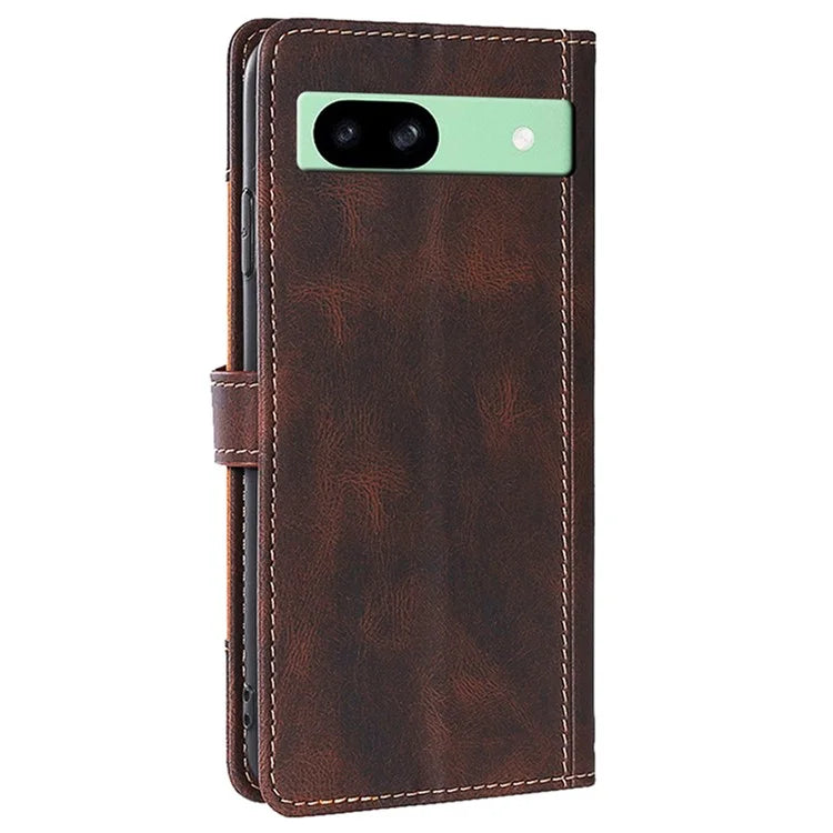 For Google Pixel 8a Case PU Leather Phone Protective Cover Straw Hat Pattern