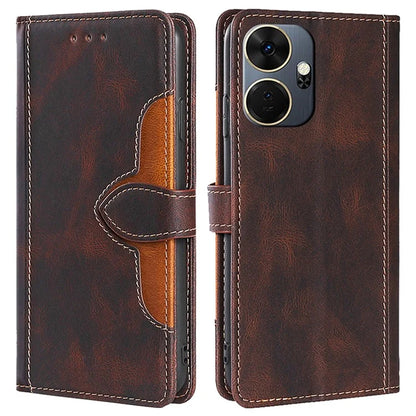 For itel P55+ Protective Case Wallet-Style PU Leather Straw Hat Phone Cover
