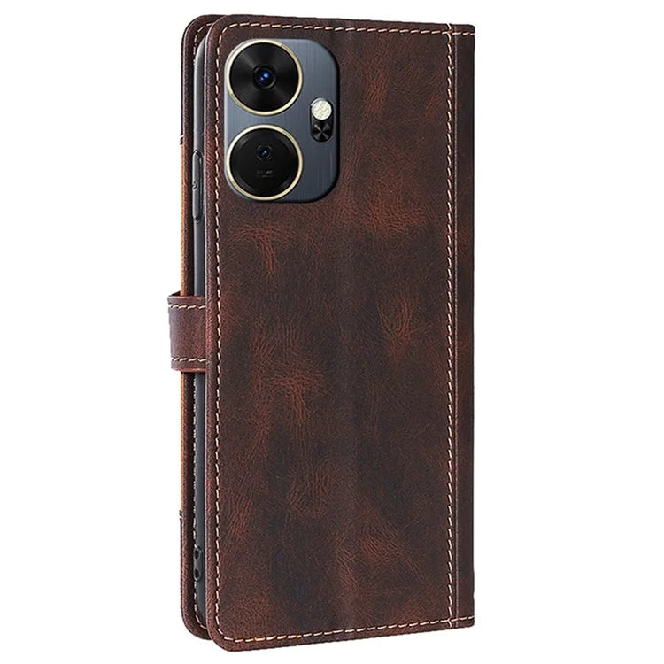 For itel P55+ Protective Case Wallet-Style PU Leather Straw Hat Phone Cover