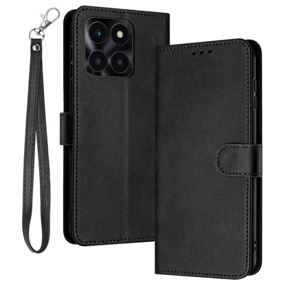 For Honor X6a 4G Shockproof PU Leather Phone Case Wallet Cell Phone Stand Cover with Strap