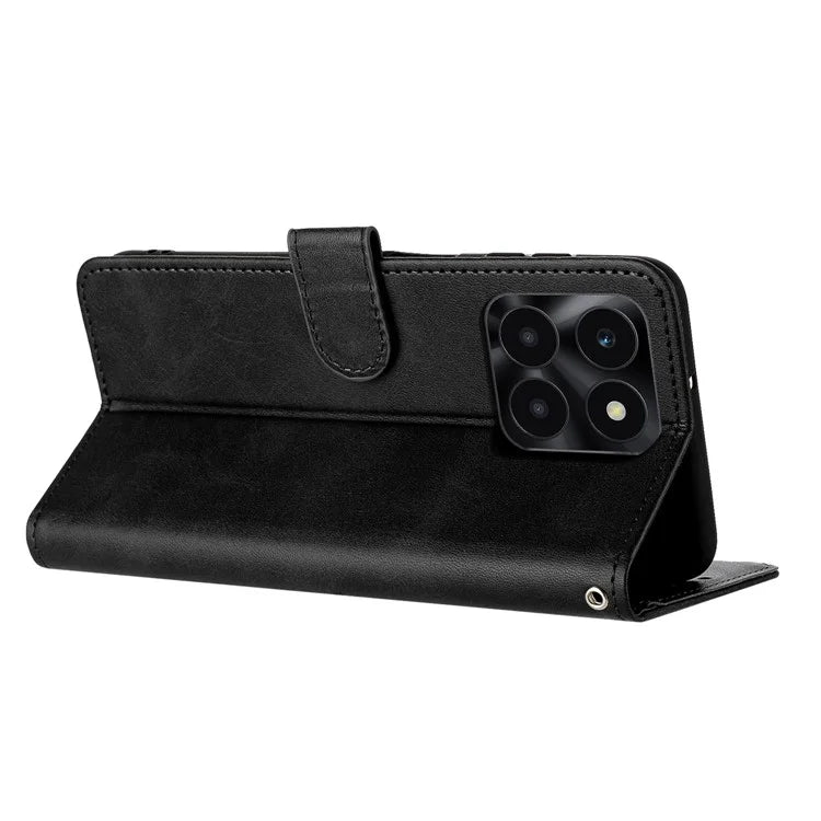 For Honor X6a 4G Shockproof PU Leather Phone Case Wallet Cell Phone Stand Cover with Strap