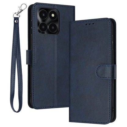 For Honor X6a 4G Shockproof PU Leather Phone Case Wallet Cell Phone Stand Cover with Strap