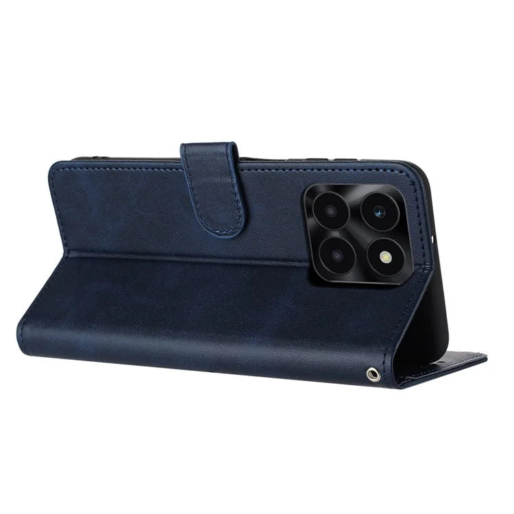 For Honor X6a 4G Shockproof PU Leather Phone Case Wallet Cell Phone Stand Cover with Strap