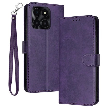 For Honor X6a 4G Shockproof PU Leather Phone Case Wallet Cell Phone Stand Cover with Strap