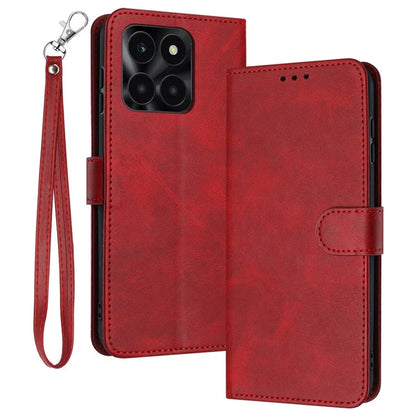For Honor X6a 4G Shockproof PU Leather Phone Case Wallet Cell Phone Stand Cover with Strap