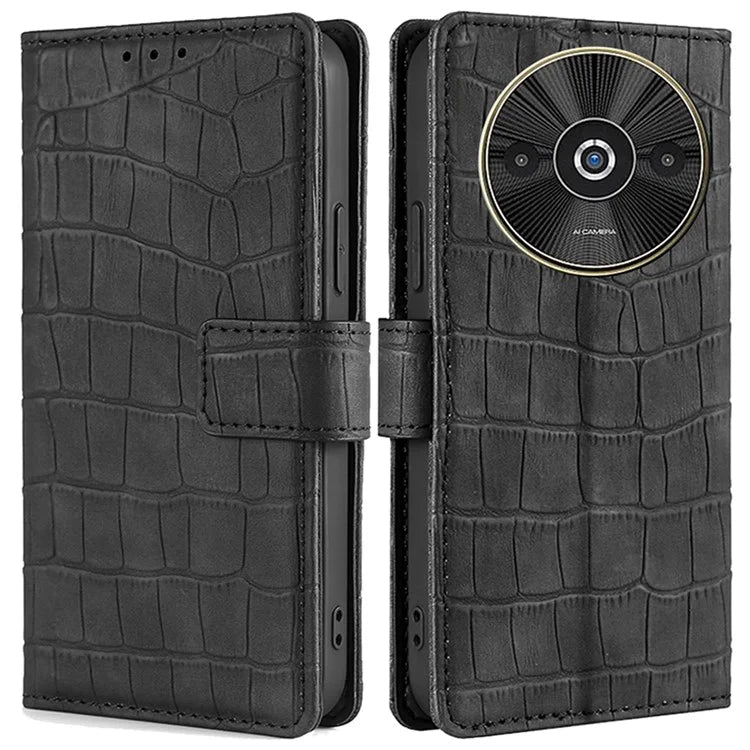 For Xiaomi Redmi A3 / Poco C61 4G Phone Case Crocodile Texture Stand Shockproof Leather Cover