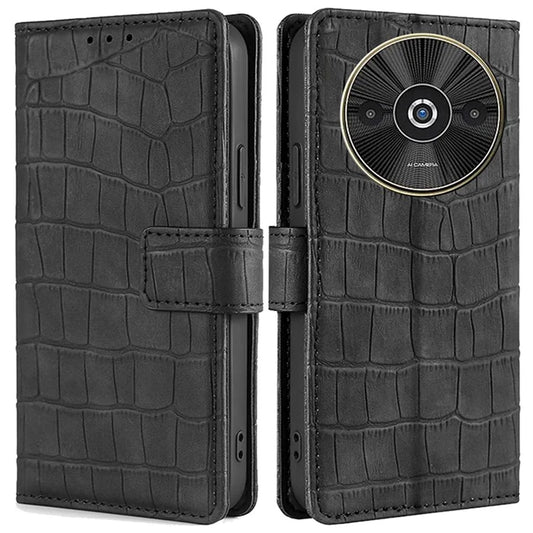 For Xiaomi Redmi A3 / Poco C61 4G Phone Case Crocodile Texture Stand Shockproof Leather Cover