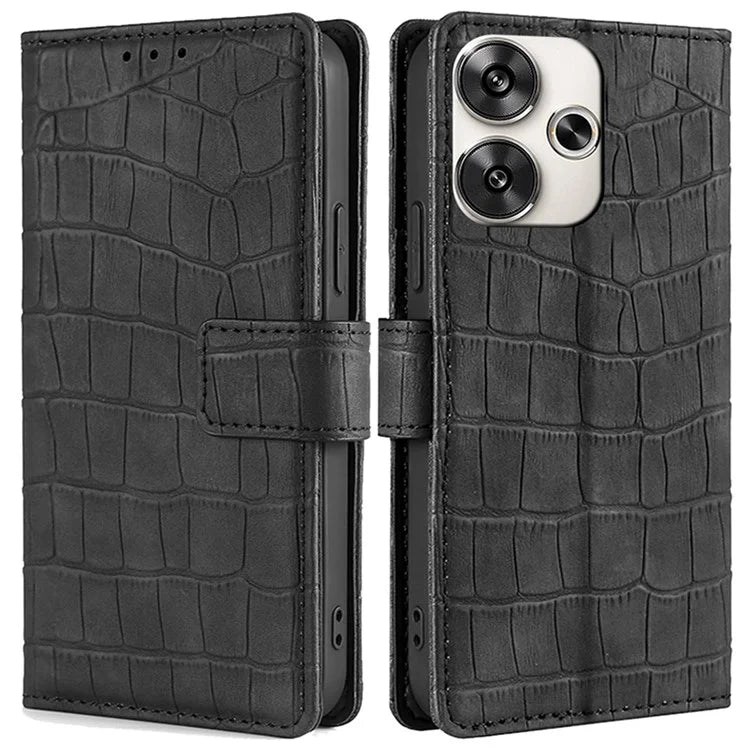 For Xiaomi Redmi Turbo 3 5G / Poco F6 5G Case Crocodile Texture Leather Flip Stand Phone Cover