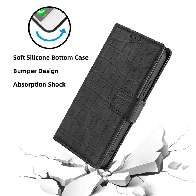 For Xiaomi Redmi Turbo 3 5G / Poco F6 5G Case Crocodile Texture Leather Flip Stand Phone Cover