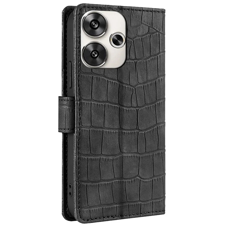 For Xiaomi Redmi Turbo 3 5G / Poco F6 5G Case Crocodile Texture Leather Flip Stand Phone Cover