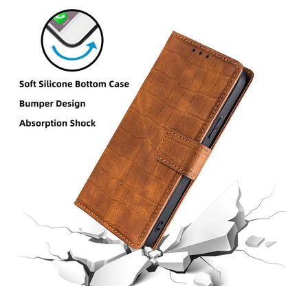 For Xiaomi Redmi Turbo 3 5G / Poco F6 5G Case Crocodile Texture Leather Flip Stand Phone Cover