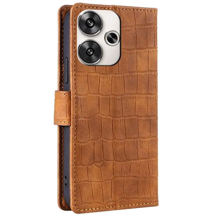For Xiaomi Redmi Turbo 3 5G / Poco F6 5G Case Crocodile Texture Leather Flip Stand Phone Cover