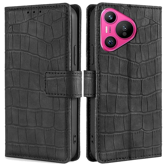 For Huawei Pura 70 Phone Case Skin-Touch Crocodile Texture Leather Cover with Wallet