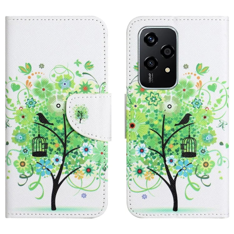 For Honor 200 Lite Case Pattern Printing Leather Folio Flip Phone Cover Stand