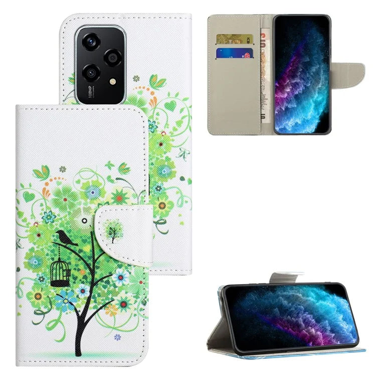 For Honor 200 Lite Case Pattern Printing Leather Folio Flip Phone Cover Stand