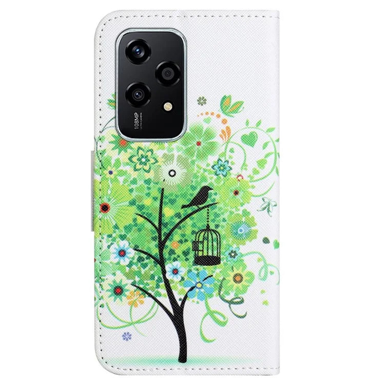 For Honor 200 Lite Case Pattern Printing Leather Folio Flip Phone Cover Stand