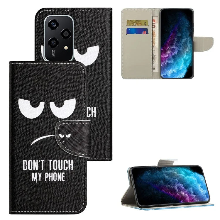 For Honor 200 Lite Case Pattern Printing Leather Folio Flip Phone Cover Stand