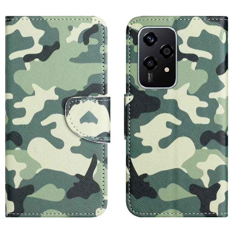 For Honor 200 Lite Case Pattern Printing Leather Folio Flip Phone Cover Stand