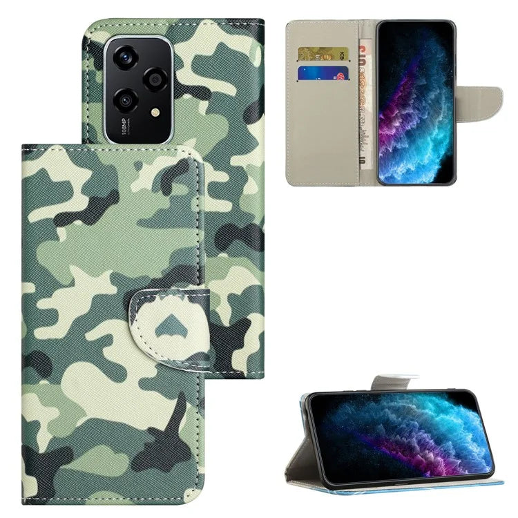 For Honor 200 Lite Case Pattern Printing Leather Folio Flip Phone Cover Stand