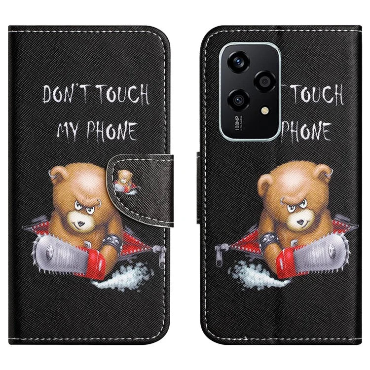 For Honor 200 Lite Case Pattern Printing Leather Folio Flip Phone Cover Stand