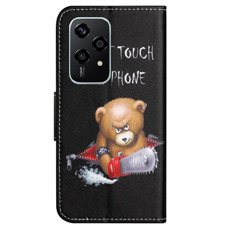 For Honor 200 Lite Case Pattern Printing Leather Folio Flip Phone Cover Stand
