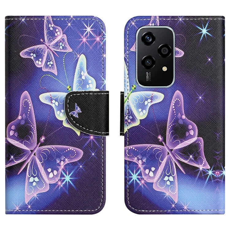 For Honor 200 Lite Case Pattern Printing Leather Folio Flip Phone Cover Stand