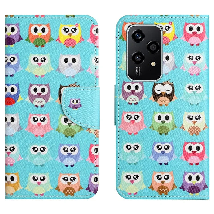 For Honor 200 Lite Case Pattern Printing Leather Folio Flip Phone Cover Stand