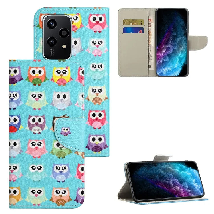 For Honor 200 Lite Case Pattern Printing Leather Folio Flip Phone Cover Stand