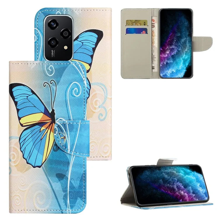 For Honor 200 Lite Case Pattern Printing Leather Folio Flip Phone Cover Stand