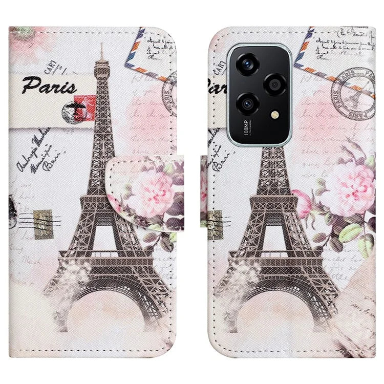 For Honor 200 Lite Case Pattern Printing Leather Folio Flip Phone Cover Stand