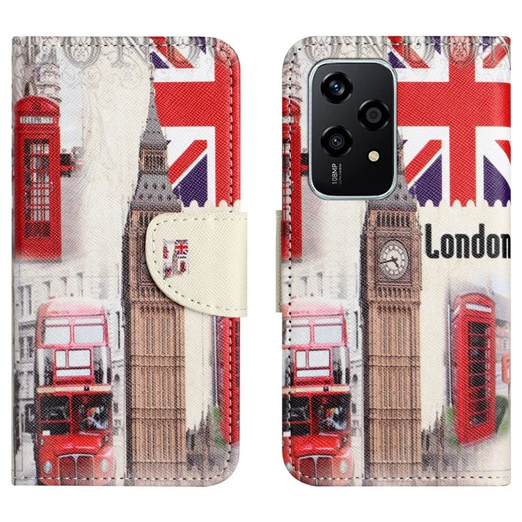 For Honor 200 Lite Case Pattern Printing Leather Folio Flip Phone Cover Stand