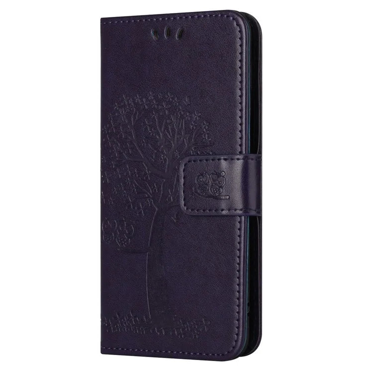 Phone Case for Honor 200 Lite Shell Imprinted Owl Tree Stand Leather Cover